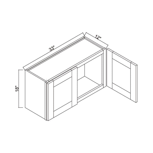 33" x 18" Double Door Bridge Wall Cabinet