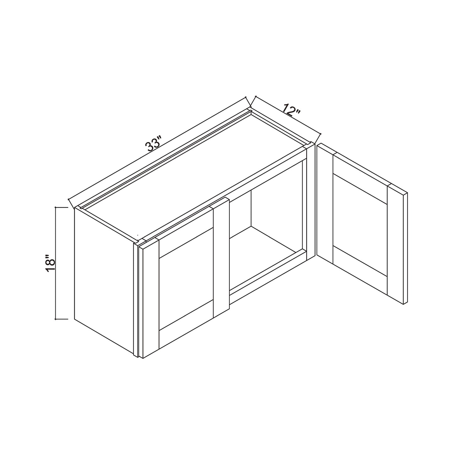 33" x 18" Double Door Bridge Wall Cabinet