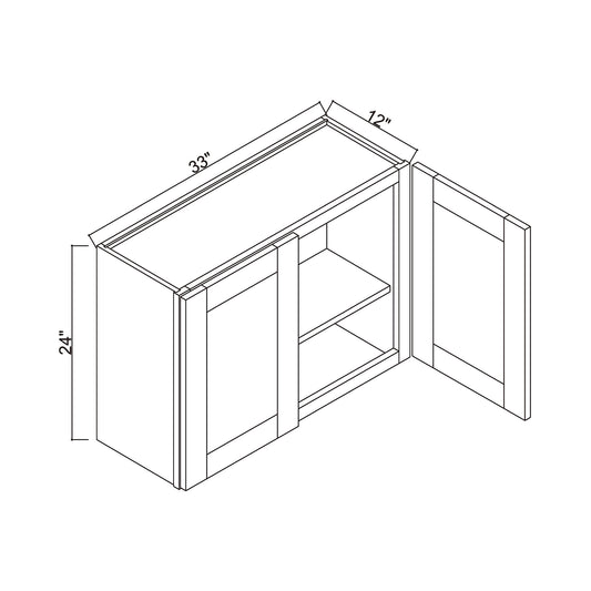 33" x 24" Double Door Bridge Wall Cabinet