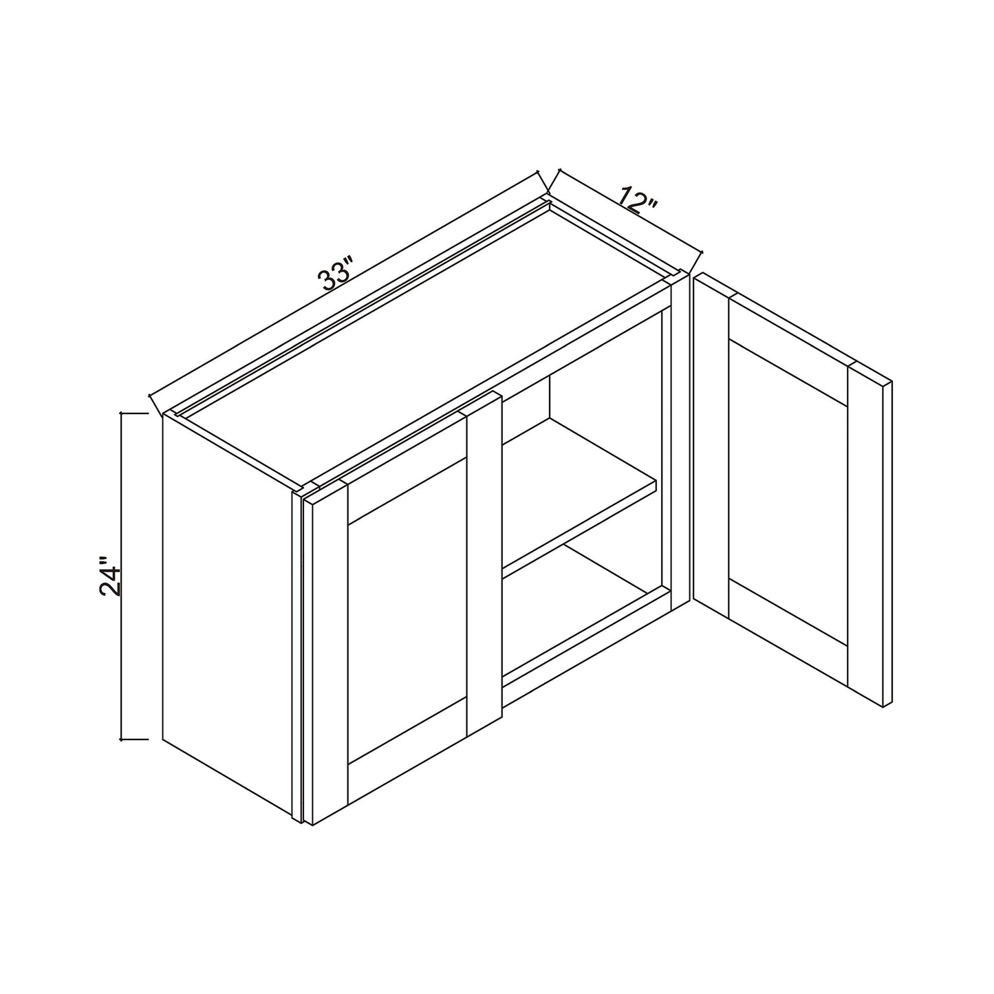 33" x 24" Double Door Bridge Wall Cabinet