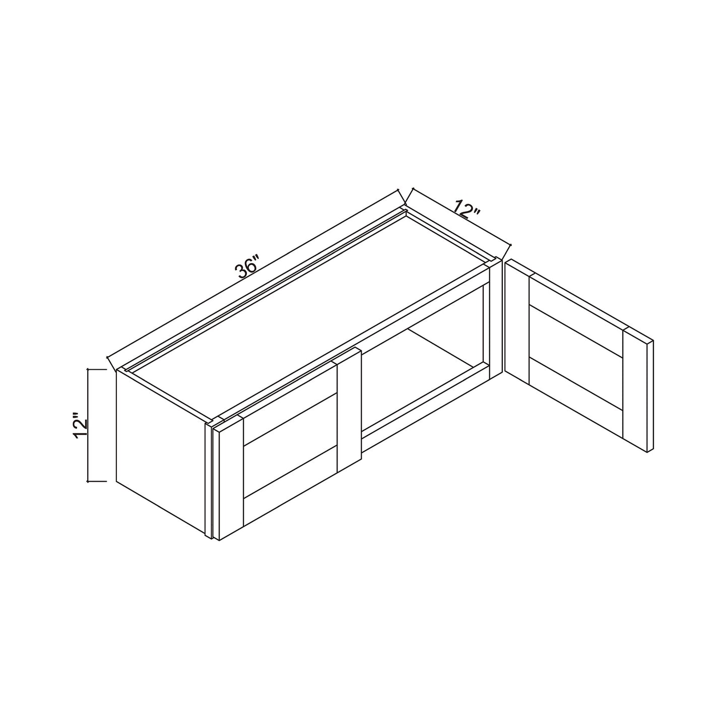 36" x 12" Double Door Bridge Wall Cabinet