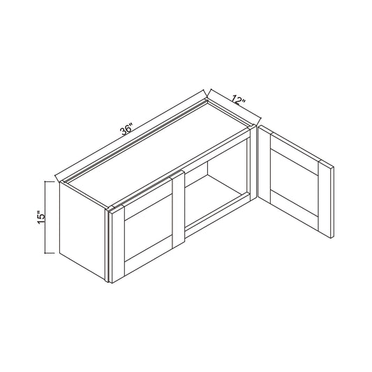 36" x 15" Double Door Bridge Wall Cabinet