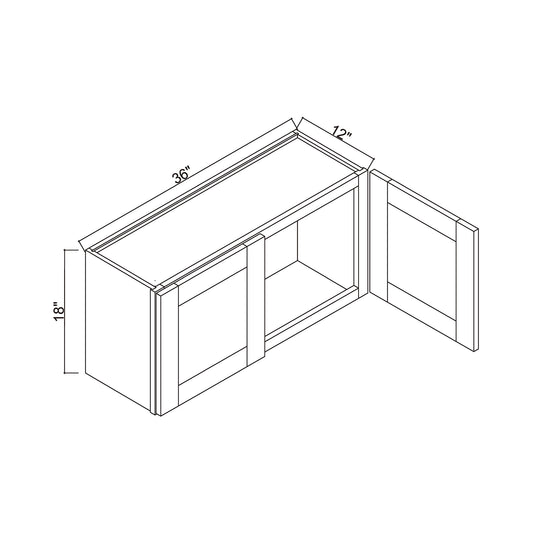 36" x 18" Double Door Bridge Wall Cabinet