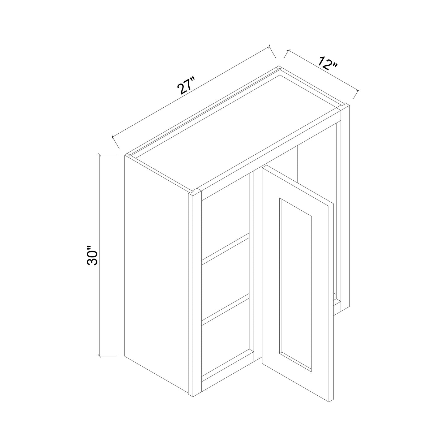 27" x 30" Blind Corner Wall Cabinet