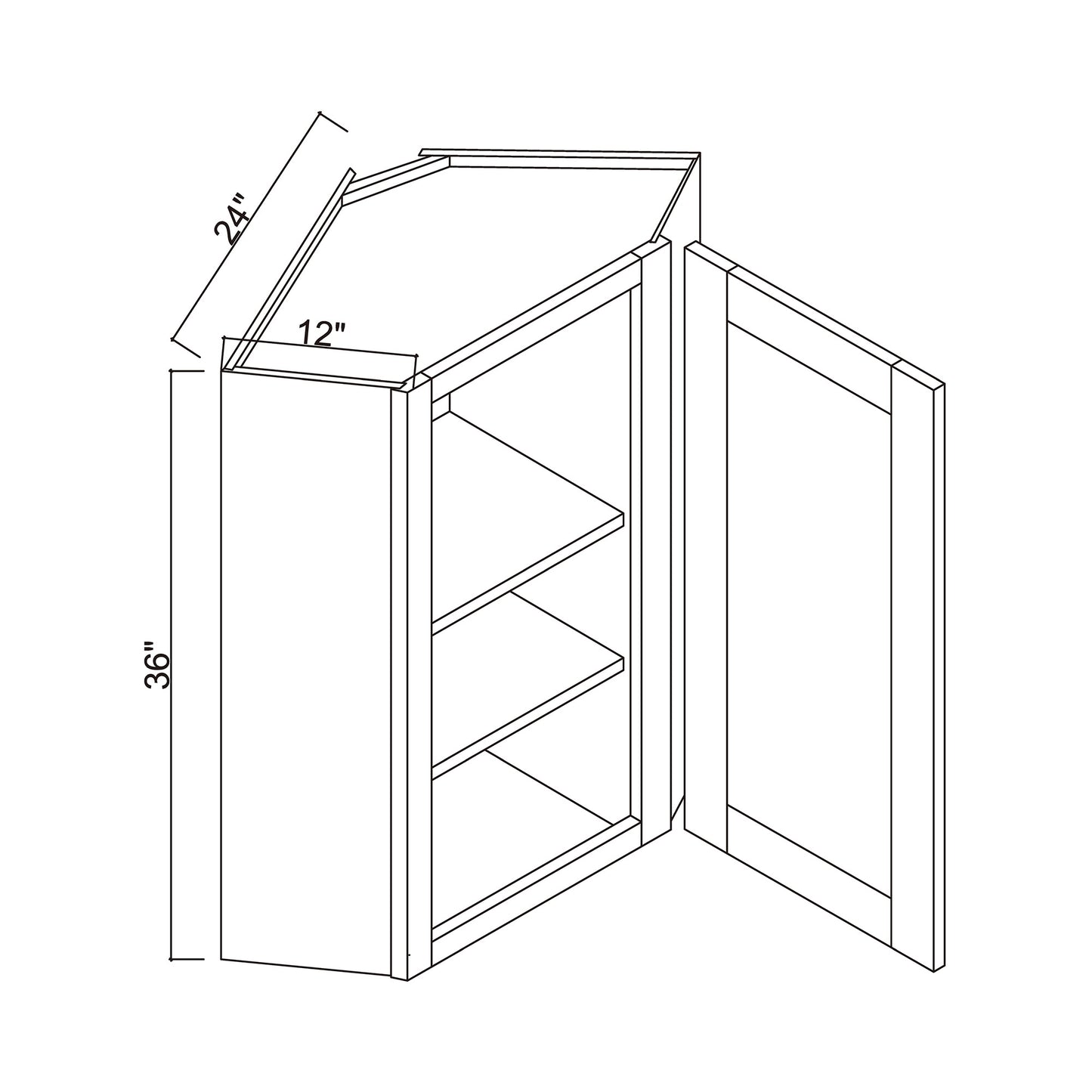 24" x 36" Diagonal Corner Wall Cabinet